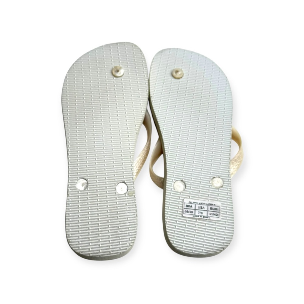 new Top Havaianas 𖦹 Polka Dot Flip Flops 𖦹 White Pink Silver 𖦹 41 / 42  9 / 10 - Picture 13 of 16